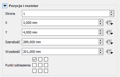 Właściwości obiektu - Pozycja i rozmiar