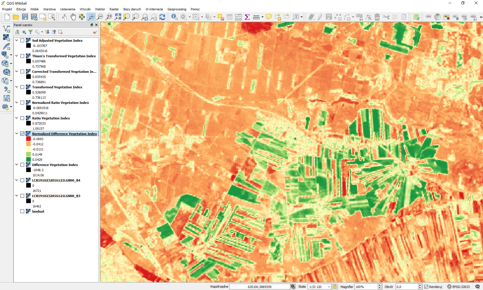 Gotowa analiza NDVI